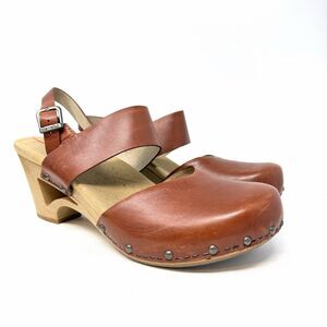 Dansko Thea Ankle-Strap Wooden Clog Womens 41/10.5 Brown Sandal MSRP$138